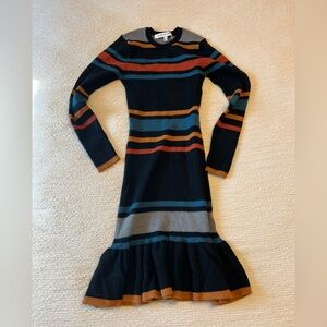 Cupcakes & Cashmere Black and Orange Ruffled Sheath Dress